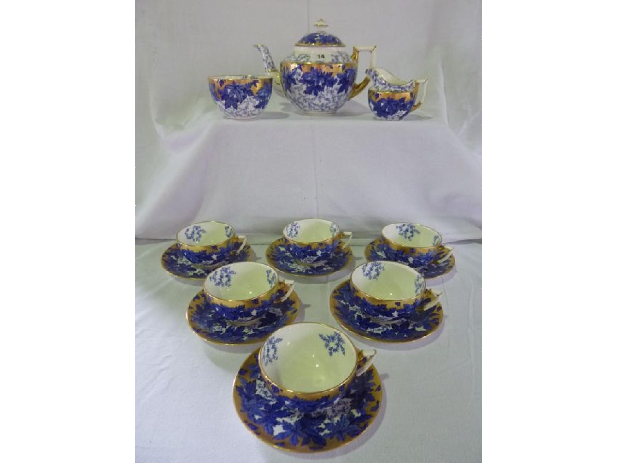 Appraisal: A six place Coalport tea set transfer printed with blue