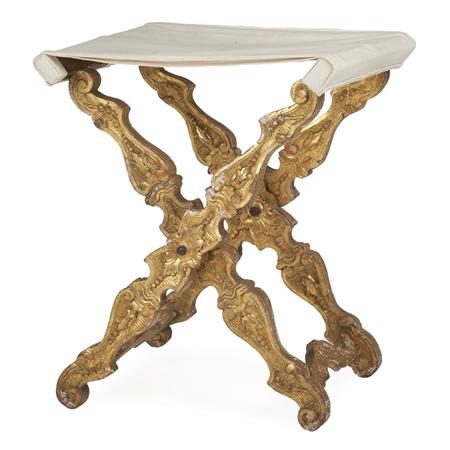 Appraisal: Italian Rococo Gilt-Wood Folding Stool Estimate -