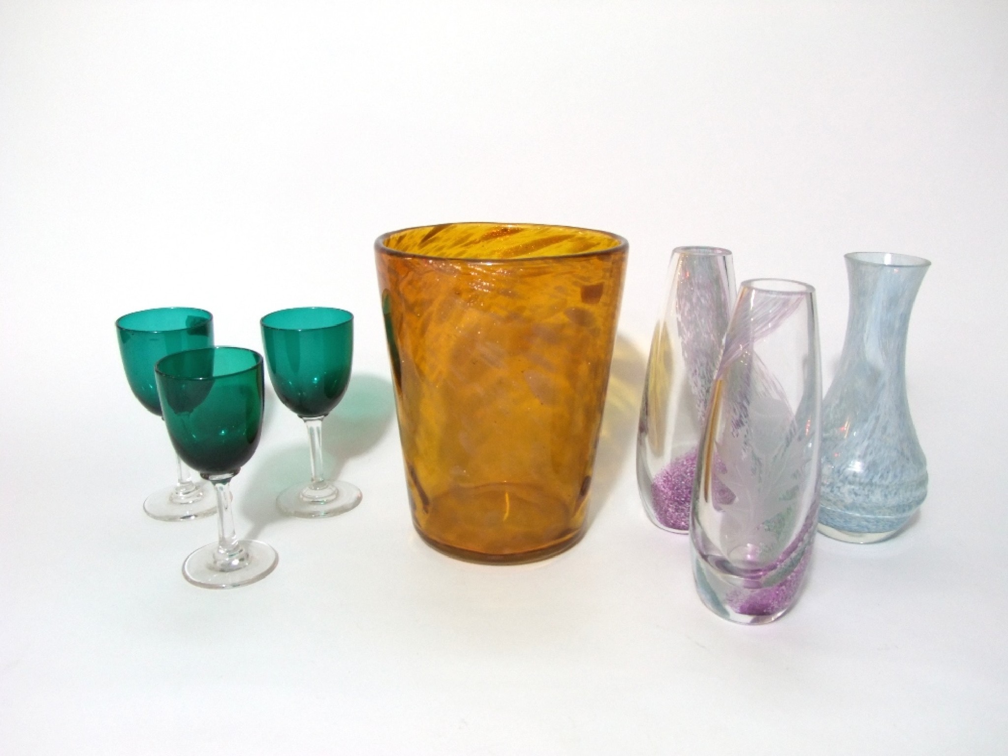 Appraisal: Two similar Studio Glass vases attributed to Caithness one with