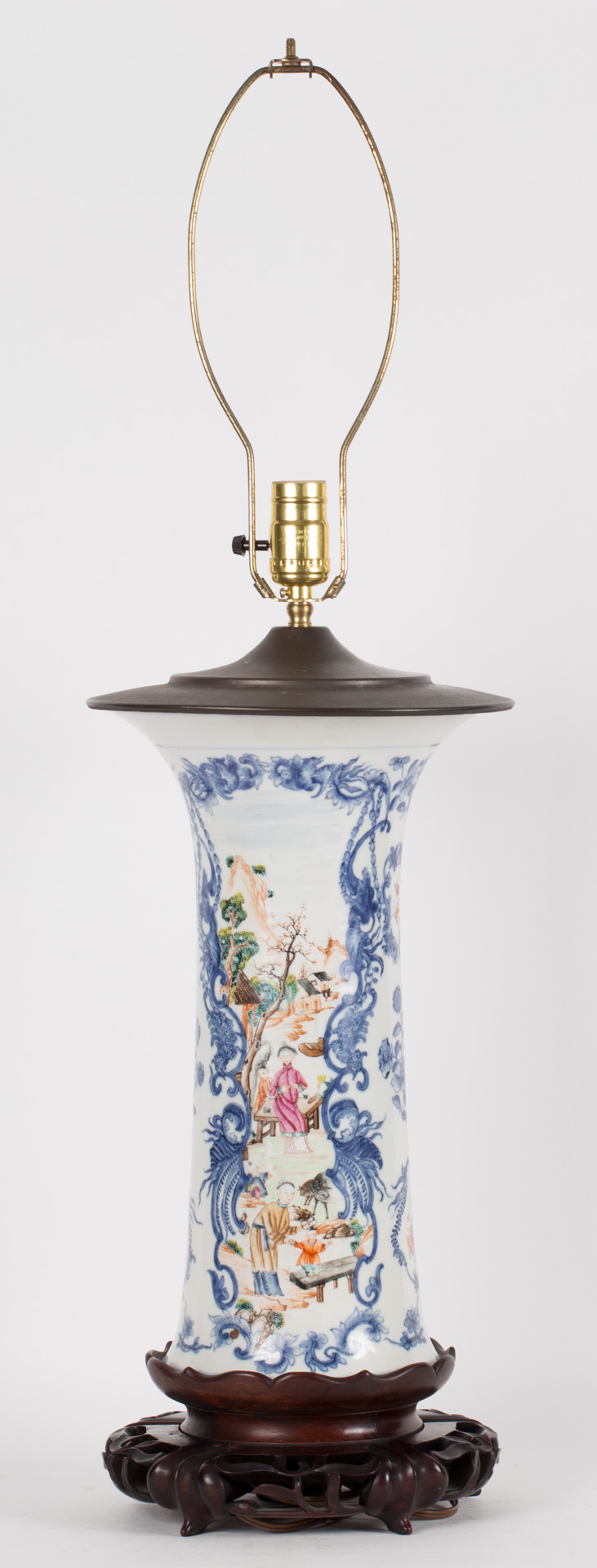 Appraisal: Chinese Export vase lamp in the Mandarin Pallet circa large