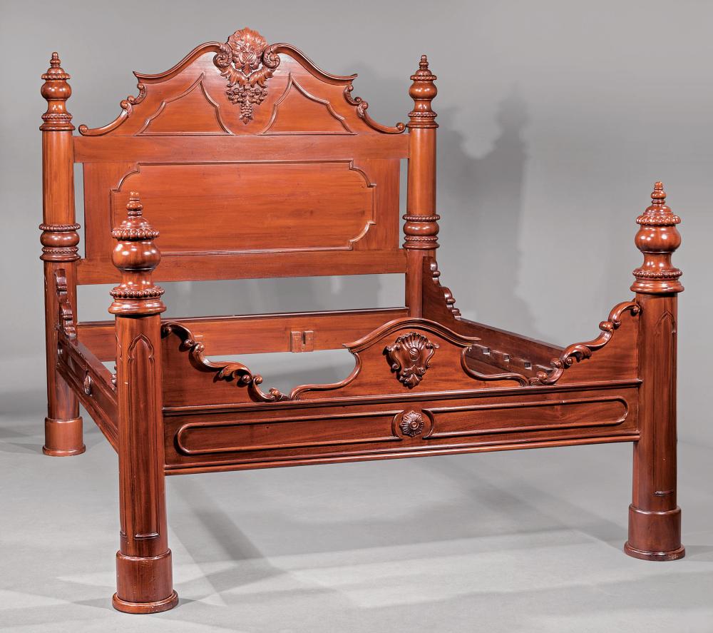 Appraisal: American Rococo-Style Carved Mahogany Bedstead th c after known examples