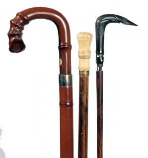 Appraisal: Three Piece Lot of Canes- One horn sword cane one