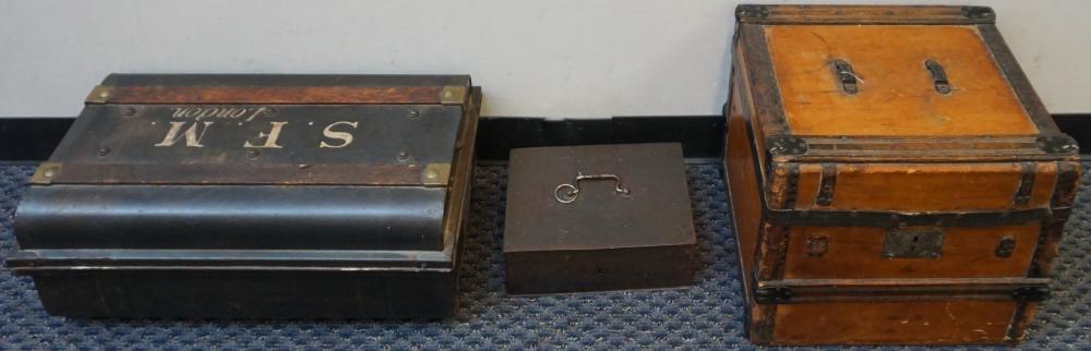 Appraisal: TWO VICTORIAN METAL AND WOOD MOUNTED SMALL STORAGE TRUNKS AND