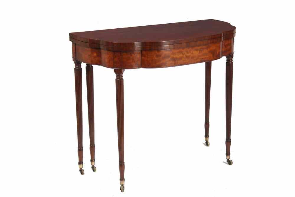 Appraisal: SHERATON CARD TABLE - Sheraton Lobed Bowfront Card Table New