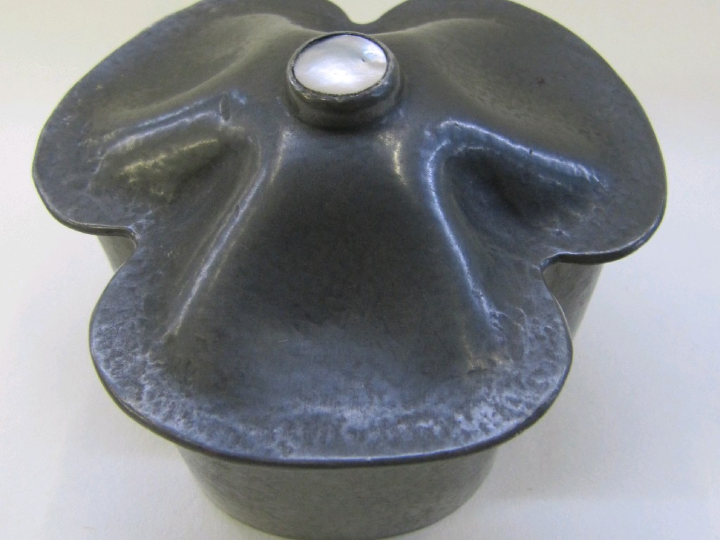 Appraisal: Liberty Co pewter trefoil shape box and cover designed by