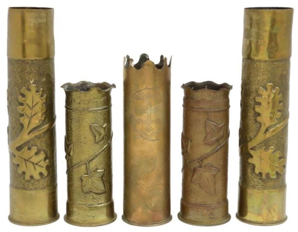 Appraisal: lot of French WWI-era trench art vases fashioned from artillery