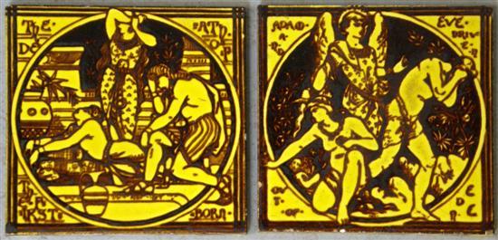 Appraisal: Pair of th century Minton tiles two William De Morgan