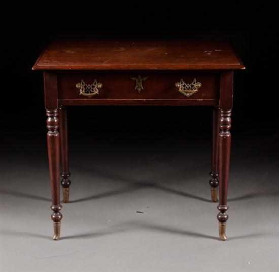 Appraisal: Early Victorian turned mahogany single-drawer side table late th century