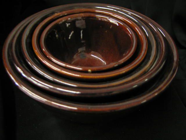 Appraisal: Nest of Pottery Bowls brown glaze