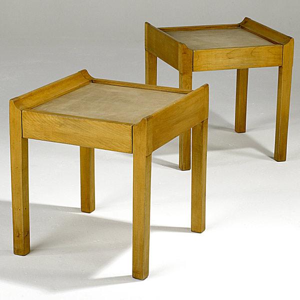 Appraisal: MODERN Pair of maple occasional tables each with single drawer