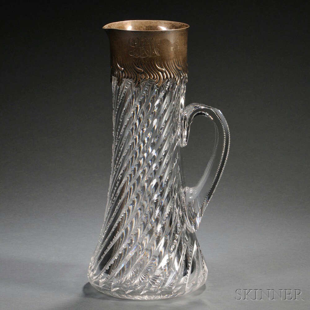 Appraisal: Tiffany Co Sterling Silver-mounted Cut Glass Pitcher New York th