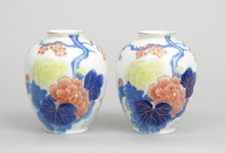 Appraisal: A Pair Of Polychrome Fugawa Decorated Japanese Porcelain Vases A