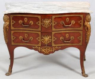 Appraisal: LOUIS XIV STYLE MARBLE TOP COMMODE LOUIS XIV STYLE MARBLE