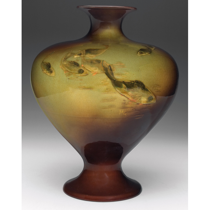 Appraisal: Exceptional Weller Louwelsa vase bulbous and footed shape in a