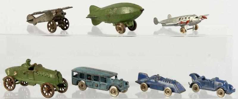 Appraisal: Lot of Cast Iron Vehicle Toys Description American Various makers