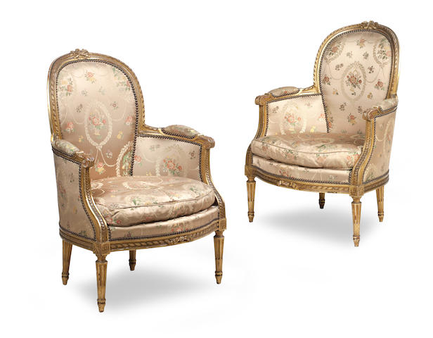 Appraisal: A pair of French salon armchairs late th early th