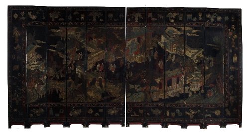 Appraisal: An important documentary twelve panel coromandel lacquer screen dated to