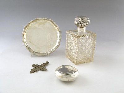 Appraisal: A mixed lot of silver items A Victorian waiter circular