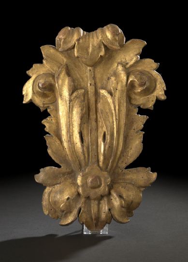 Appraisal: Restauration Carved Giltwood Architectural Element second quarter th century in