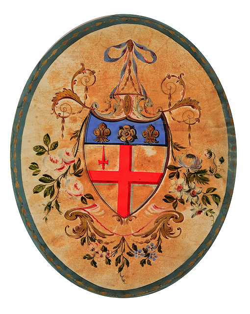 Appraisal: A WATERCOLOUR AND GILT COAT OF ARMS cm x cm