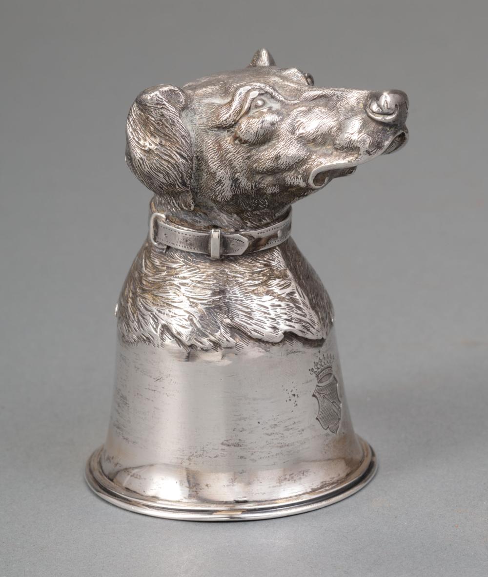 Appraisal: Continental Silver Dog's Head Stirrup Cup Germany late th early