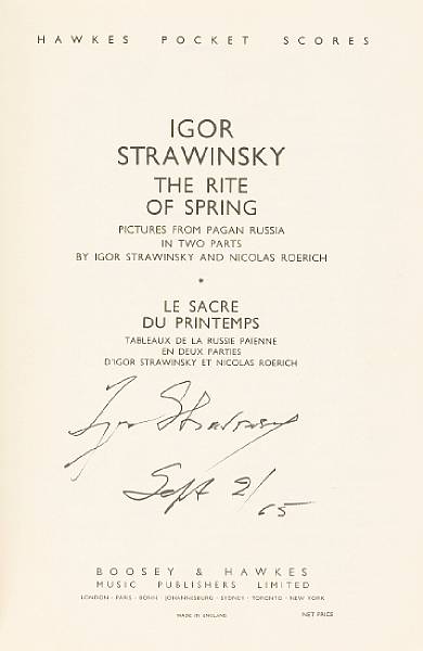 Appraisal: STRAVINSKY IGOR - The Rite of Spring Pictures from Pagan