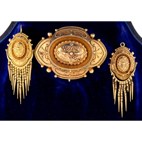 Appraisal: A Victorian gold demi parure of brooch with detachable drop