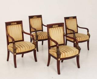 Appraisal: GROUP OF FRENCH BRONZE MOUNTED REGENCY CHAIRS GROUP OF FRENCH