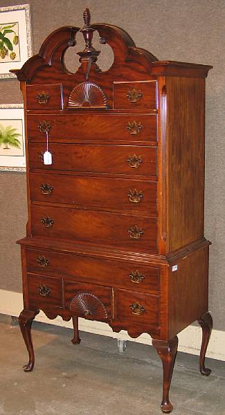 Appraisal: A Queen Anne style mahogany high chest of drawers th