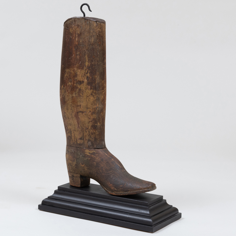 Appraisal: American Painted Wood Bootmaker's Trade Sign Raised on stand The