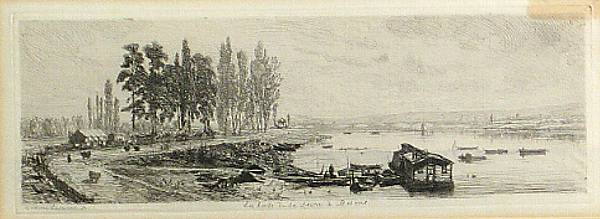 Appraisal: Maxime Lalanne French - Les Bords De la Seine Etching