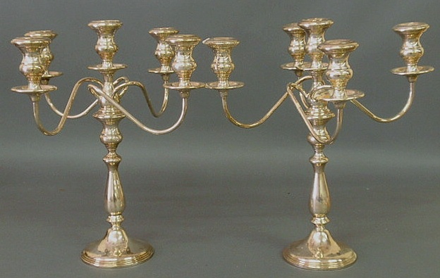 Appraisal: Pair of weighted sterling silver candelabra with four arms off