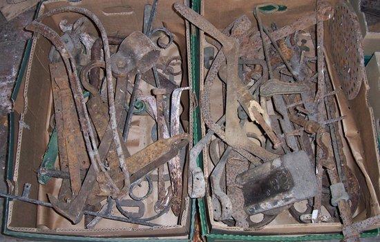 Appraisal: A quantity of iron including brackets hooks winding handles etc