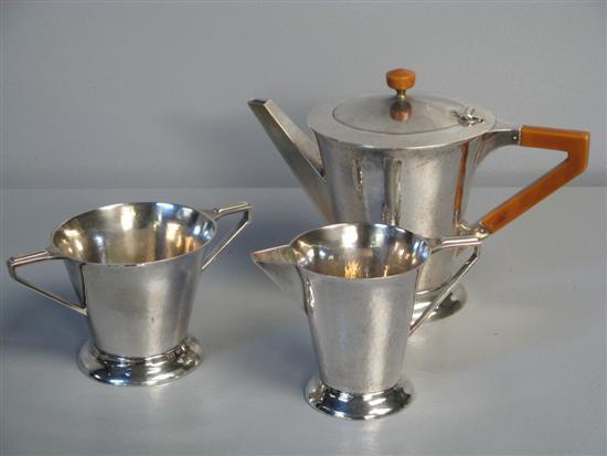 Appraisal: George VI silver three piece tea service of tapering and