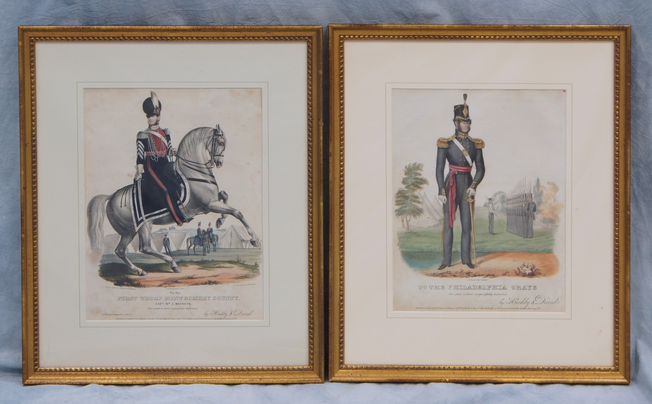 Appraisal: Huddy Duval Lithographers colored lithographs To the First Troop Montgomery