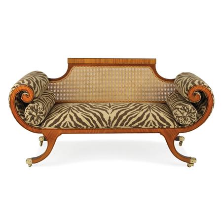 Appraisal: Regency Style Mahogany Curled Arm Settee Estimate -