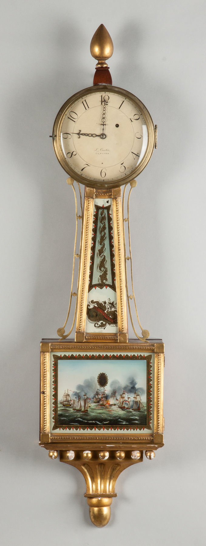 Appraisal: L Curtis Concord MA Gilt Wood Banjo Clock Early th