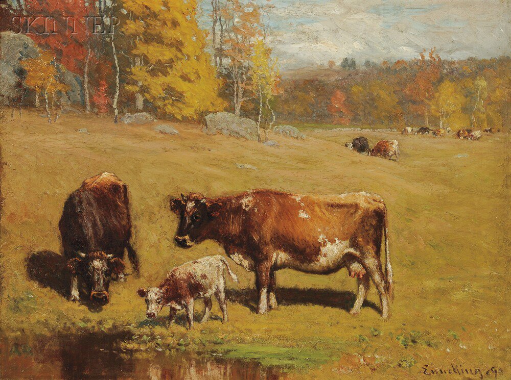 Appraisal: John Joseph Enneking American - Cattle by a Pool Signed