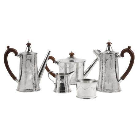 Appraisal: Birmingham Hammered Silver Five-Piece Tea and Coffee Service Estimate -