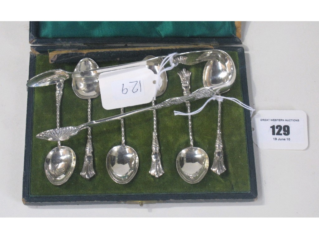 Appraisal: Lot comprising cased set of six silver spoons Birmingham and