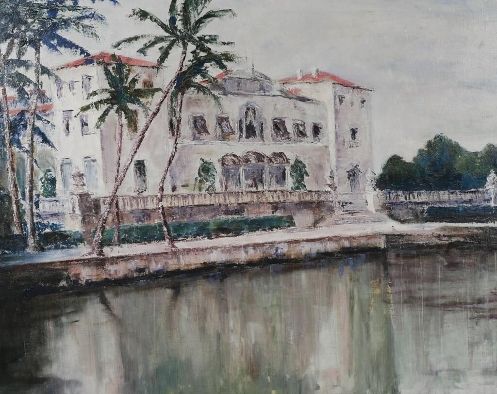 Appraisal: Oil on canvas painting of the Vizcaya mansion in Miami