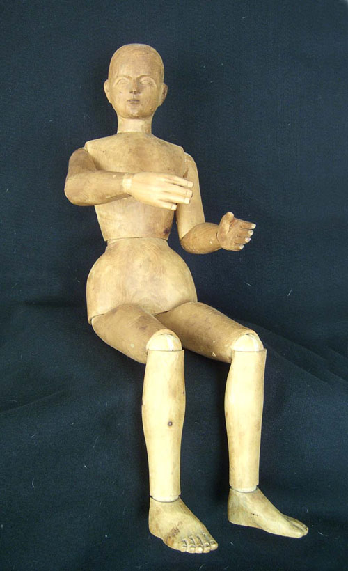 Appraisal: French carved pine articulated figure th c h