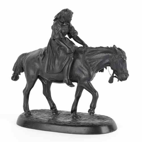 Appraisal: Russian cast iron figure of a peasant girl on horseback