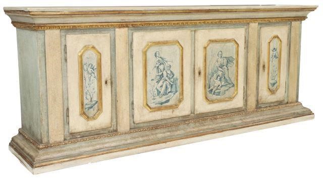 Appraisal: Italian parcel gilt and painted sideboard th c long rectangular