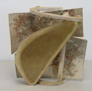 Appraisal: MICHAEL Creighton Abstract Sculpture Wood ceramic and vellum Not visibly