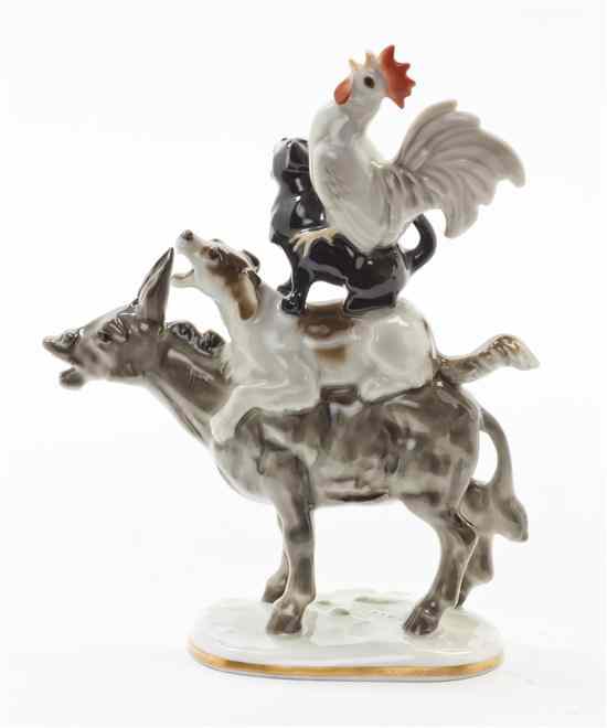 Appraisal: A Hutschenreuther Porcelain Model of the Musicians of Bremen modeled