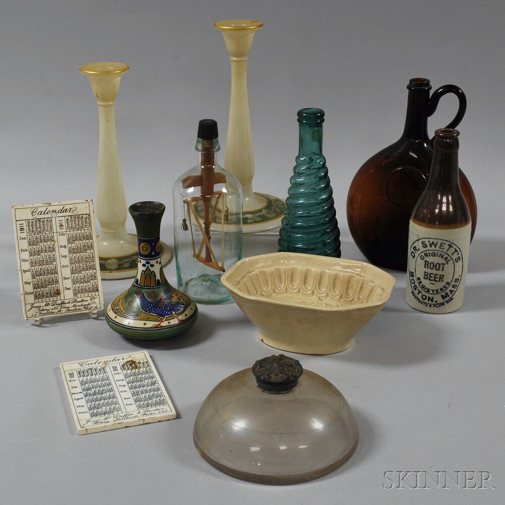 Appraisal: Group of Glass and Pottery Items including a yellowware mold