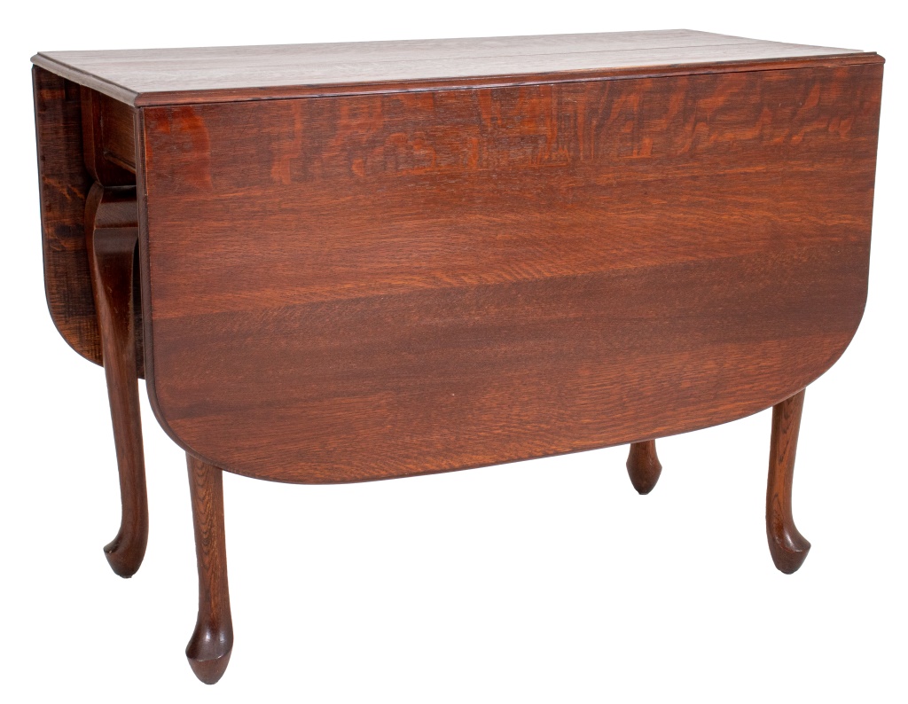 Appraisal: QUEEN ANNE STYLE OAK DROP-LEAF TABLE CA Queen Anne style