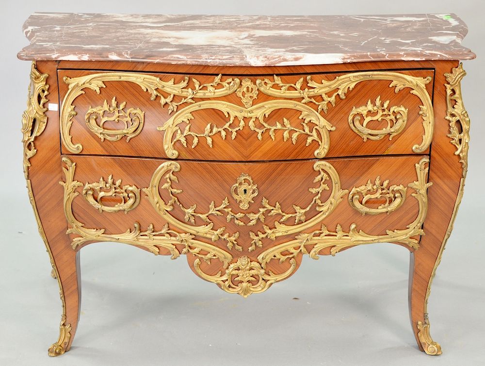 Appraisal: Pair of Louis XV style marble top commodes th century