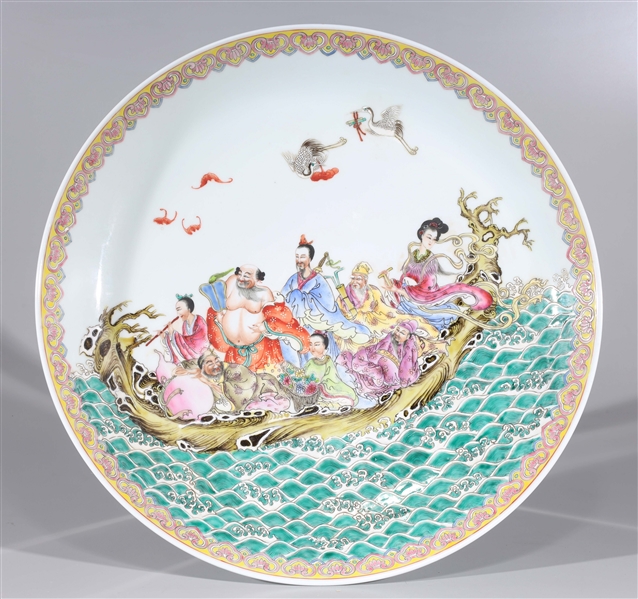 Appraisal: Chinese enameled porcelain famille rose charger depicting Eight Immortals with